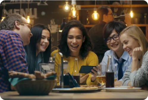 Friends dining together